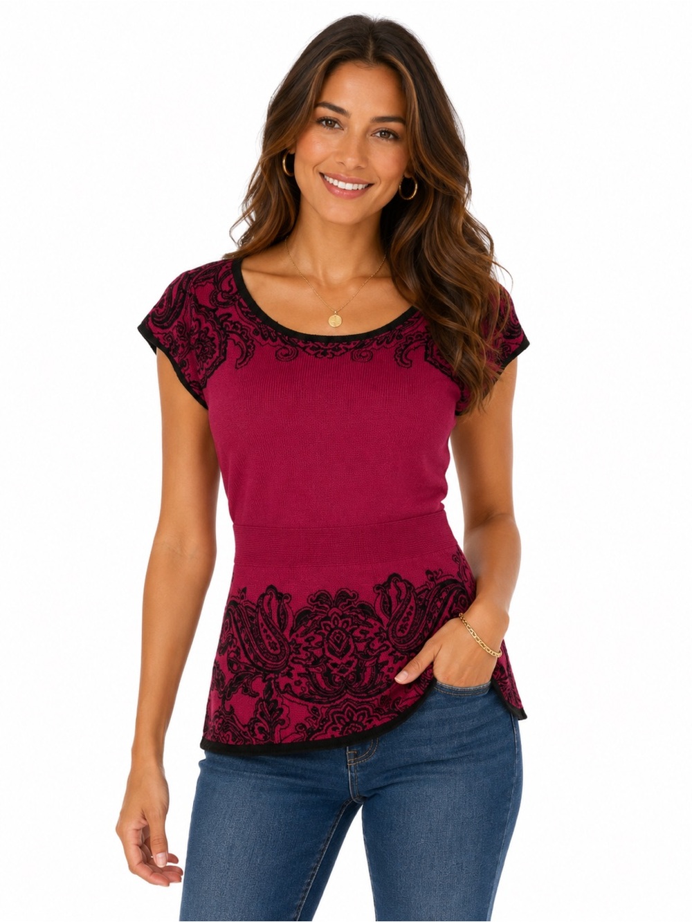 New York & Company Short sleeve blouse, Size M